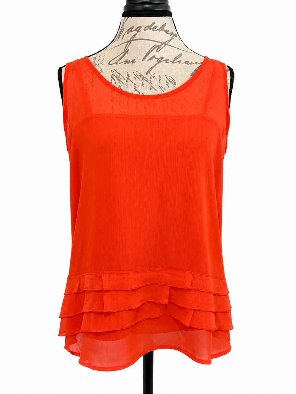 Old Navy Bright Orange Ruffle-Hem Sleeveless Blouse
